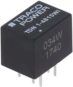 Фото 1/3 TDN 1-4815WI, Isolated DC/DC Converters - Through Hole 1W DIP Iso 18-75Vin 24Vout 45mA