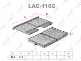 LAC116C, Фильтр салона TOYOTA Camry 96-01, LEXUS ES300 91-97