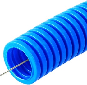 Труба гофрированная ПП лёгкая 350 Н безгалогенная HF синяя с/з д16 100м PR02.0051
