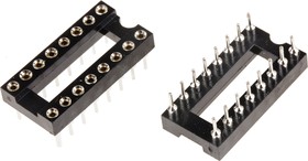 W30516TRC, 2.54mm Pitch Vertical 16 Way, Through Hole Turned Pin Open Frame IC Dip Socket, 5A