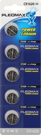 Фото 1/2 Батарейки Pleomax CR1620-5BL Lithium
