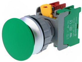 XE30-1O/C G, Переключатель кнопочный 1 NC + NO 30мм зеленый IP65 30мм