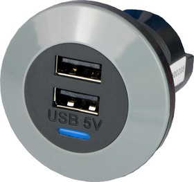 PV65R DFF, USB гнездо зарядного устройства, PV65R, 1.5 А, 2 Порта, USB Типа A