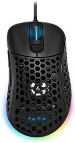 Фото 1/8 Sharkoon Light2 200 Игровая мышь чёрная (PixArt PMW 3389, 6 кнопок, 16000 dpi, USB, RGB подсветка)