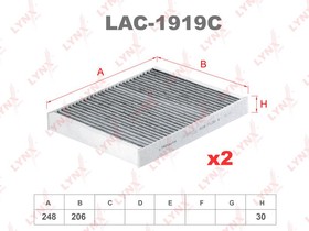 Фото 1/5 LAC1919C, Фильтр салонный угольный (компл 2шт)