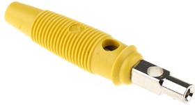 Фото 1/3 930726103, Yellow Male Banana Plug, 4 mm Connector, Screw Termination, 16A, 60V dc, Nickel Plating