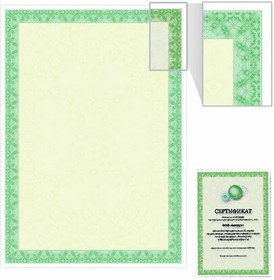 Фото 1/10 Сертификат-бумага для лазерной печати BRAUBERG, А4, 25 листов, 115 г/м2, "Зеленый интенсив", 122623