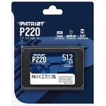 SSD 2.5" Patriot 512GB P220  P220S512G25  (SATA3, up to 550/500Mbs, 240TBW, 7mm)