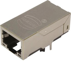 09455511151, Modular Connectors / Ethernet Connectors RJ Industrial RJ45 Jack with transformer 10/100 Mbit/s and POE, solder (THR/SMC), angl