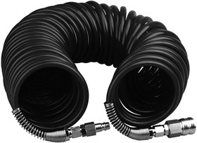 Шланг спиральный черный полиуретановый с быстросъемными соединениями профи 20бар 812мм 20м 4926