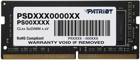 Фото 1/4 SO-DIMM DDR 4 DIMM 16Gb PC21300, 2666Mhz, PATRIOT Signature (PSD416G266681S) (retail)