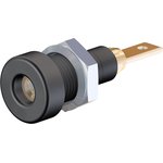 2 mm socket, flat plug connection, mounting Ø 6.4 mm, black, 23.0030-21