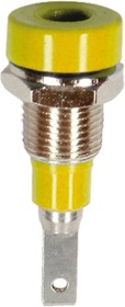 2 mm socket, flat plug connection, mounting Ø 6.4 mm, yellow, 23.0060-24