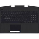 Клавиатура (топ-панель) для ноутбука HP Omen 15-DH черная с черным топкейсом и ...