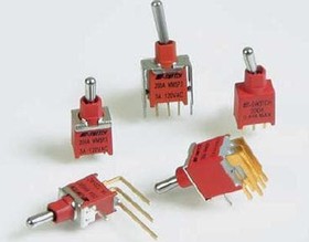 200AWMDP1T2A1M6QE, Toggle Switches 3A 120VAC / 28VDC On-None-On PC Mnt