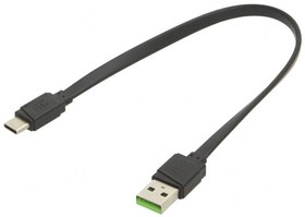 KABGC03, Кабель, плоские, USB 2.0, вилка USB A, вилка USB C, 0,25м, черный
