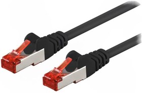 Фото 1/2 95458, Patch cord; S/FTP; 6; stranded; CCA; PVC; black; 0.25m; 27AWG