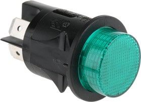 Фото 1/3 SP6018C1E0000, Illuminated Push Button Switch, Latching, Panel Mount, 25mm Cutout, DPST, Green LED