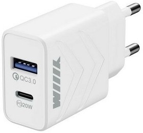 Фото 1/3 Сетевое зарядное устройство Wiiix UNN-4-2-03-QCPD, USB-C + USB-A, 20Вт, 3A, белый