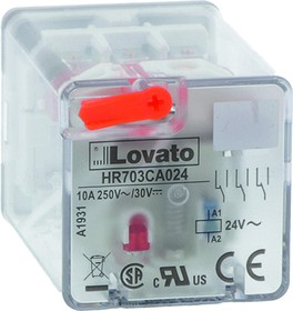Фото 1/3 HR703CA110, DIN Rail Non-Latching Relay, 110V ac Coil, 10A Switching Current, 3PDT