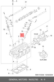 96352783, Клапан выпускной Chevrolet Matiz II/Aveo 1.2