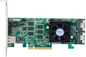 Фото 1/2 RAID-контроллер Areca ARC-1886-16I PCIe 4.0 x8 Low Profile, NVMe/SAS/SATA 12G, RAID 0,1,5,6,10,50,60, 16port (2*int SFF8654 x8), Cache 8GB (
