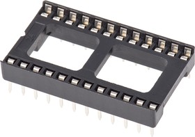 Фото 1/3 A 24-LC-TT, 2.54mm Pitch Vertical 24 Way, Through Hole Stamped Pin Open Frame IC Dip Socket, 1A