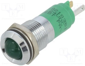 19210351, Индикат.лампа: LED; выпуклый; зеленый; 24ВDC; O14мм