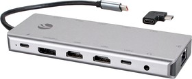 Фото 1/10 Адаптер iOpen USB 3.1 Type-C M/HDMI+USB 2.0 Type-AF+3 x USB 3.0+RJ45+TF+SD+ DisplayPort+USB Type-C+mini jack 3.5 (CU4706)