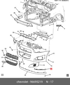96695219, Планка опорная переднего бампера