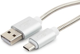 Кабель Cablexpert, USB 2.0 AM/microB, серия Gold, длина 1.8 м, серебро, блистер, CC-G-mUSB02S-1.8M