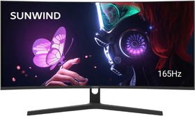 Фото 1/8 Монитор SunWind 34" SM-34QV401 черный VA LED 21:9 HDMI матовая 300cd 178гр/178гр 3440x1440 165Hz G-Sync DP WQ 5.6кг