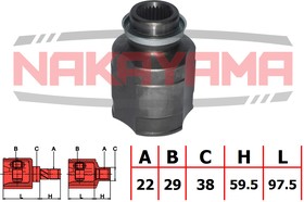 NJ7037NY, ШРУС внутр. к-кт правый KIA SHUMA/SEPHIA/ MENTOR/SPECTRA 97-04 (28x22x107x43)