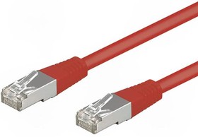 68032, Patch cord; SF/UTP; 5e; stranded; CCA; PVC; red; 1m; 26AWG