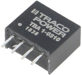 Фото 1/3 TBA 1-0310, Isolated DC/DC Converters - Through Hole Encapsulated SIP-4; 1W Output 1 (Vdc): 3.3