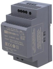 Фото 1/4 DDR-60G-15, Isolated DC/DC Converters - DIN Rail Mount 60W 9-36Vin 15Vout 4A DIN Rail