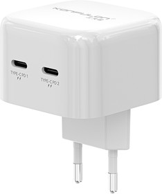 Фото 1/3 C83Q, Блок питания с двумя разъёмами Type-C PD 30Вт (адаптер) + кабель Type-C, белый