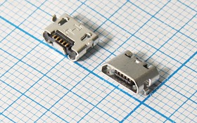 Гнездо micro USB, Тип B, реверсивное (reverse), 5 контактов, SMD на плату; №10059 гн microUSB REV\B\5C2HP\плат\ угл\\microUSBB5SD2REV