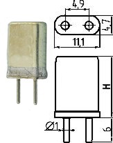 Кварцевый резонатор для передатчиков 40.850МГц , HC25U, [10210кГц] (TF40.85KDS); Q-перед 40850 \HC25U\\\\\[10210кГц] (TF40.85KDS)