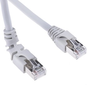 Фото 1/2 1248280030, Weidmuller Cat6 Right Angle Male RJ45 to Straight Male RJ45 Ethernet Cable, S/FTP, Grey LSZH Sheath, 3m