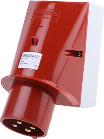 Фото 1/2 348, IP44 Red Wall Mount 4P 25 ° Industrial Power Plug, Rated At 32A, 400 V