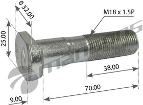 Фото 1/2 400.602, 400.602_шпилька ступицы колеса! M18x1.5x34x70-10.9\MAN