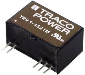 Фото 1/2 TRV 1-1521M, Isolated DC/DC Converters - Through Hole 1W 12-18Vin +/-5V 100mA SIP Iso