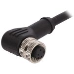 PXPTPU12RAF04ACL010PUR, Cordset, M12 Socket - Bare End, 4 Conductors, 1m, IP67, Black