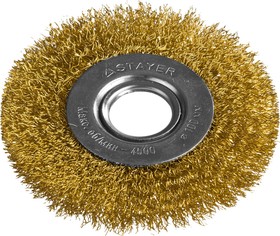 35122-100, STAYER "PROFESSIONAL". Щетка дисковая для УШМ, витая стальная латунированная проволока 0,3мм, 100ммх