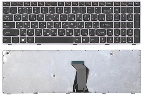 Клавиатура для ноутбука Lenovo IdeaPad B570 B580 V570 Z570 Z575 B590 черная с серой рамкой