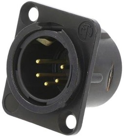 Фото 1/3 NC5MD-L-B-1, DL Series - 5 pole male receptacle - solder cups - black metal housing, gold contacts Universal D-size metal b ...