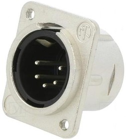 Фото 1/2 NC5MDM3-L-1, Receptacle - DL1 Series - 5 Pole - Male - Solder Cups - Nickel Housing - Silver Contacts - M3 Mounting Holes.