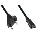 360007-01, AC Power Cords INTL 2.5M 2X.075 C7 EUROCORD (BLACK)