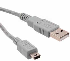 102-1031-GR-00100, Cable Assembly USB 1m Mini USB Type B to USB Type A 5 to 4 POS M-M 28AWG